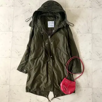 새상품급 이에나 수피마 코튼 모즈 코트 라이너 롱 베스트 포함 카키