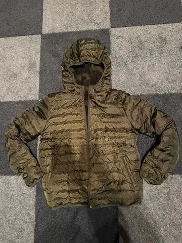 남성용 다운 카키 y2k 후드티 리버서블 카모플라쥬 플리스