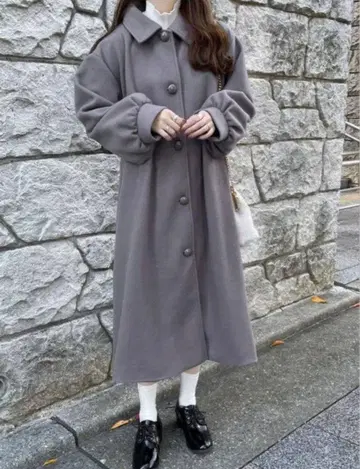 GRL 볼륨 슬리브 스탠 칼라 A라인 코트[ze680]
