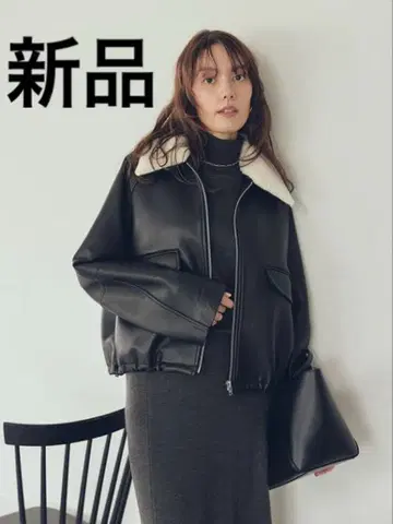 [ 완판템 ] Mila Owen 스텐칼라 인조 가죽 블루종