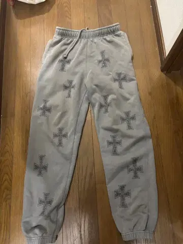 UNKNOWN 그레이 크로스 무늬 스웨트 팬츠 S