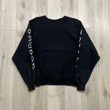 00s champion 리버스 위브 맨투맨 S 블랙 소매 프린트