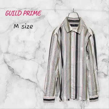 GUILD PRIME 스트라이프 셔츠 일본제 코튼 M 화이트