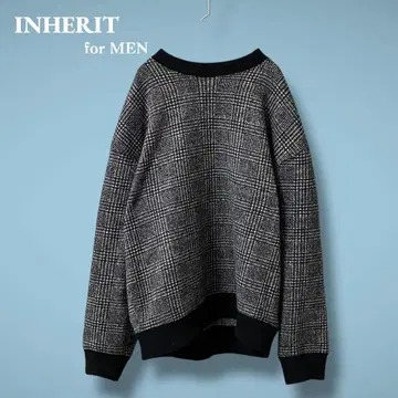 INHERIT 글렌체크 패턴 속기모 맨투맨 트레이닝복 M 사이즈