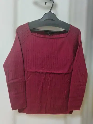 새상품 아나이 긴팔 와이드 리브 니트 와인 레드 빨간색