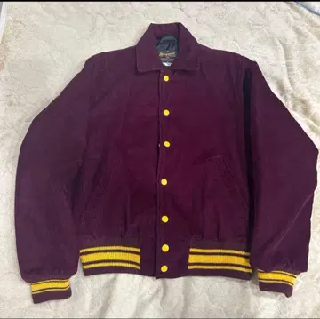 90s USA제 [코듀로이 바시티 자켓] 짧은 기장 버건디 보라색 빈티지