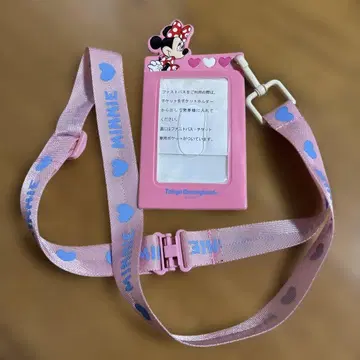 도쿄 디즈니랜드 미니 마우스 스트랩 포함 패스 케이스