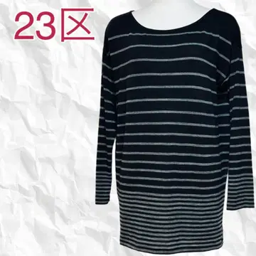 컨디션 최상 23KU 보더 롱 니트 울 38 (M) 일본제