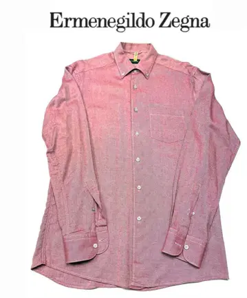 ERMENEGILDO ZEGNA 캐시미어 혼방 긴팔 버튼다운 셔츠 M