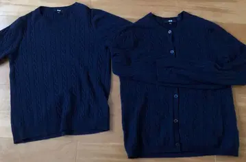 유니클로 앙상블 가디건과 반팔 스웨터