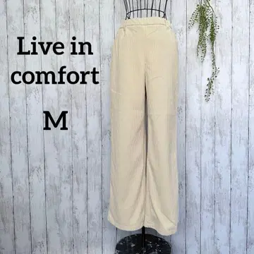 리브인컴포트 와이드 팬츠 M 코듀로이 새상품급 아이보리