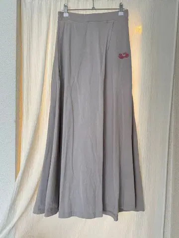 프룻 오브 더 룸 플레어 스커트 랩 스타일 면 100% 롱 스커트