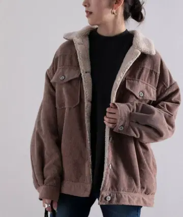 숏 기장 블루종 자켓 더스티 핑크 아우터 플리스 옷깃 자켓