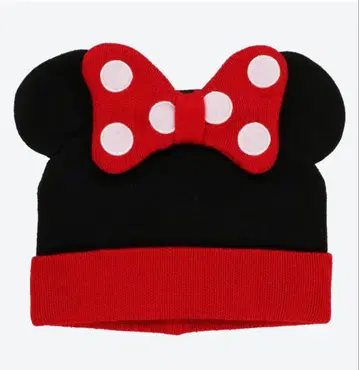 디즈니 미니 미니 니트 모자 귀도리 모자 블랙 레드