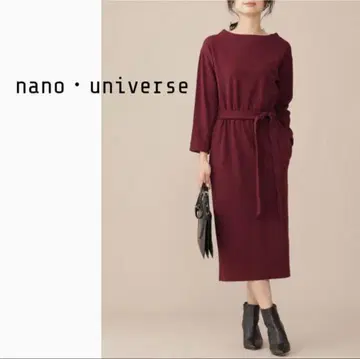 nano universe 따뜻한 울 혼방 매끄러운 분또 원피스 보르도