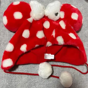 디즈니 팬캡 미니 미니짱 도트 빨간색