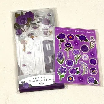 후쿠야 온라인 퍼플 장미 아크릴 프레임 플라워 부품