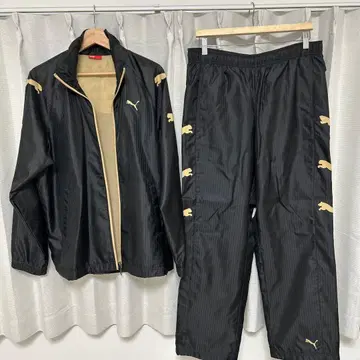 Puma 스트라이프 저리 상하의 세트 L 블랙/금