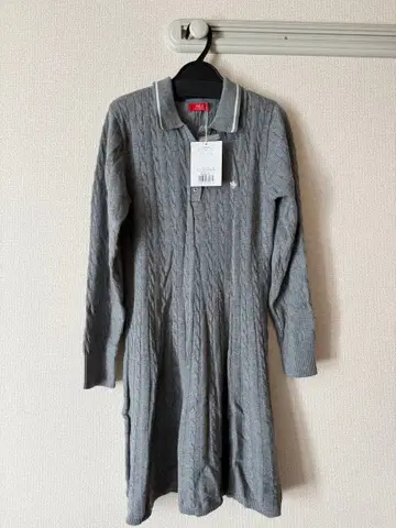 그레이 케이블 니트 폴로 튜닉 M 사이즈