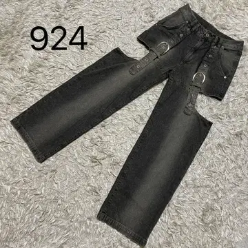 924*SPIRALGIRL 벨트 디자인 사이드 컷 데님