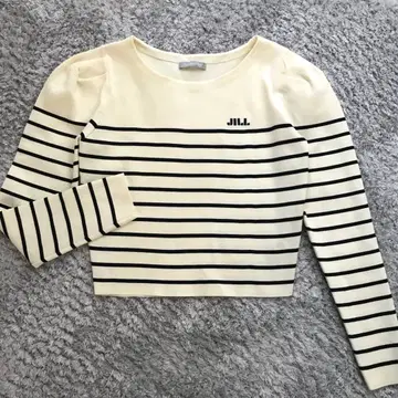 JILL by JILL STUART 로고 보더 크롭 니트