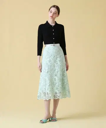 미사용 새상품 ANAYI 케미컬 레이스 플레어 스커트