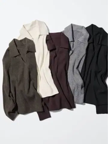 워셔블 니트 리브 폴로 스웨터 UNIQLO