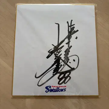 도쿄 야쿠르트 스왈로스 이케야마 타카히로 친필 사인 색지