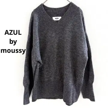 AZUL by mouusy V넥 니트 그레이 S 오버 사이즈