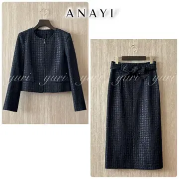 [ 875 ] 아나이 하운드투스 체크 크루 집업 자켓 스커트 수트 셋업