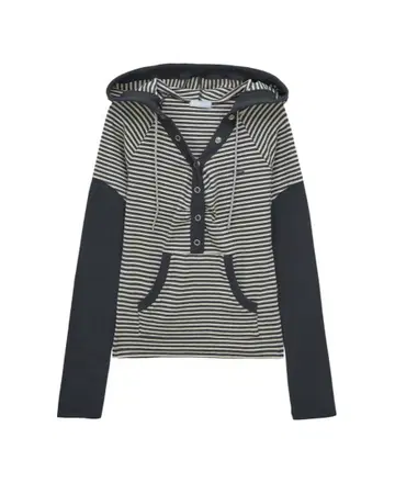 HUG YOUR SKIN stripe snap button hoodie