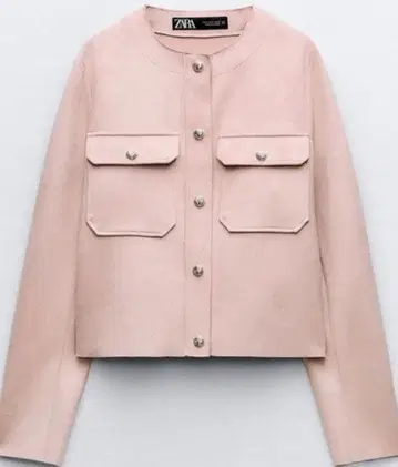 ZARA 핑크 노카라 자켓 M