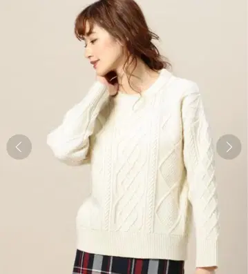 BEAUTY&YOUTH 아이보리 케이블 니트 스웨터