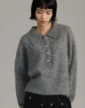 LOWRYS FARM 폴로 니트 풀오버 그레이