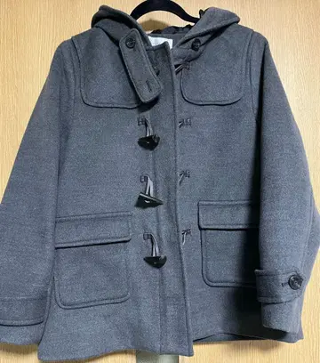 그레이 더플 코트 후드 부착