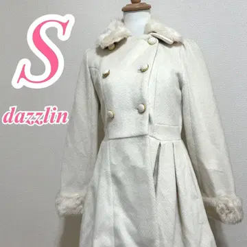 dazzlin 화이트 롱 코트 S 사이즈 퍼 포함 고급스러운