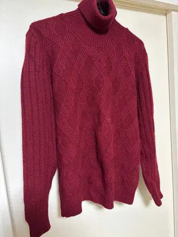 TAKEO KIKUCHI 버건디 터틀넥 스웨터