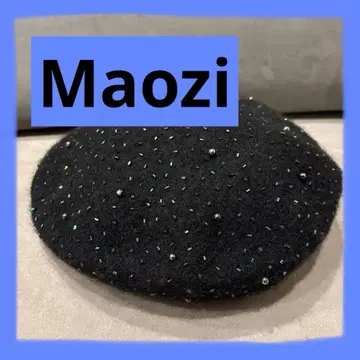 여성용 Maozi 비즈 장식 블랙 베레모 울 100%