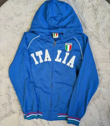저리 후드티 블루 자수 로고 속기모 이탈리아 트랙 자켓 L