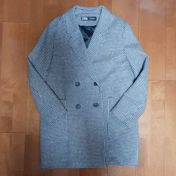 ZARA 하운드투스 패턴 더블 브레스트 코트 체스터 코트 URS S사이즈