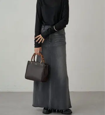 LOUNGEDRESS 데님 맥시 스커트 블랙 M