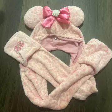 디즈니 팬캡 미니 레오파드 무늬 핑크 머플러