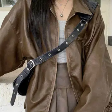 인기! 여성용 페이크 가죽 자켓 [ 브라운 ]