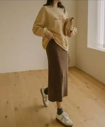 브라운 벨로아 스커트