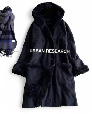 새상품급 어반 리서치 앞면 복슬복슬 보아 에코 무스탕 후디 롱 코트