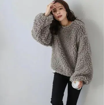 AMELY 보아 풀오버 복슬복슬 그레이