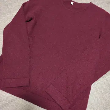 M 사이즈 버건디 니트 긴팔 T셔츠 캐시미어 100%