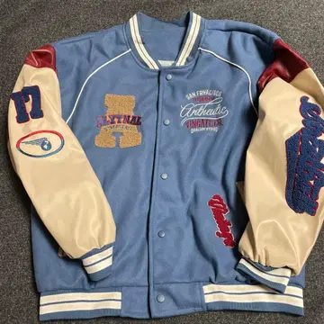 바시티 자켓 레트로 자수 오버 사이즈