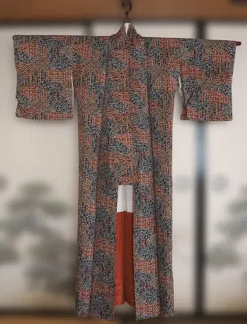 기모노 레트로 쇼와 30년대 코몬 기하학 패턴