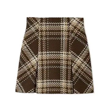 SNIDEL 로빙 체크 미니 스커트 브라운 2